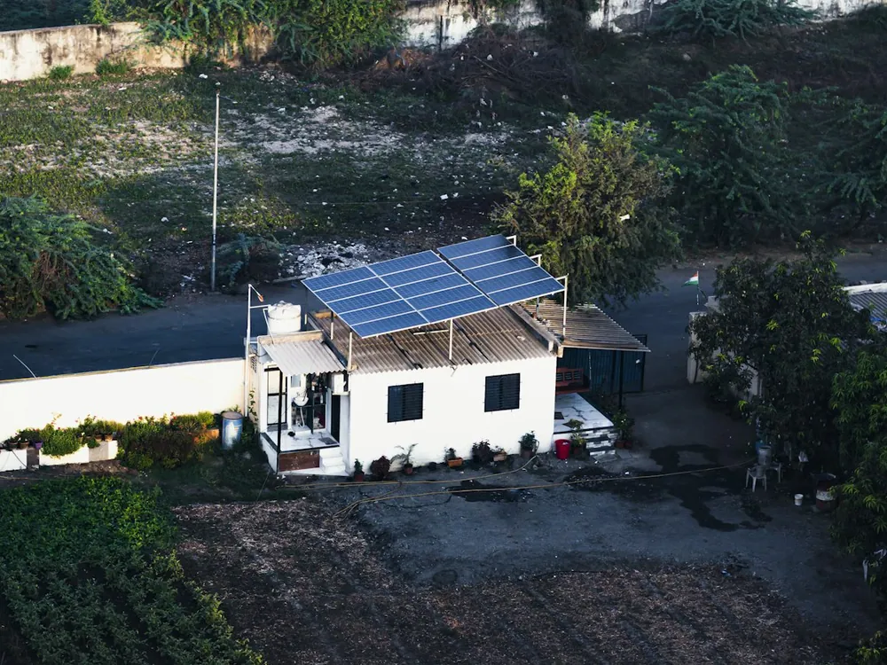 Rooftop solar panels on a residential home