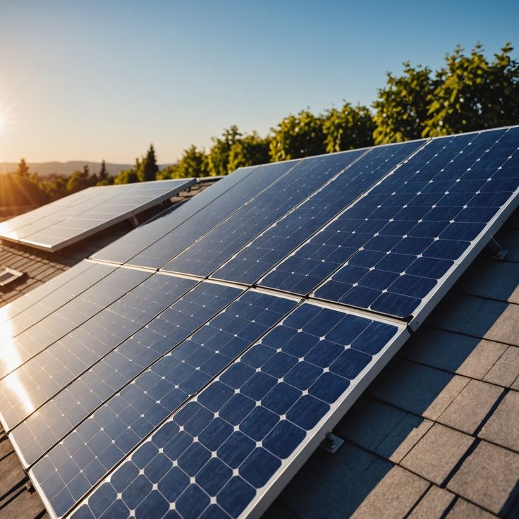 Rooftop solar panels on a residential home